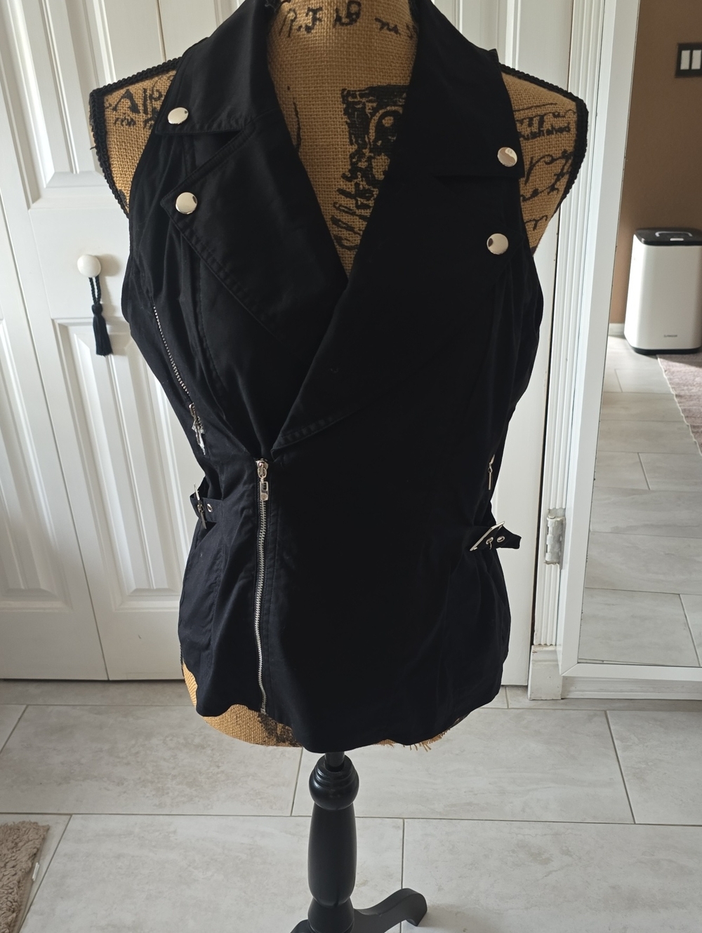 Bebe Black Sleeveless  Vest with Silver Hardware